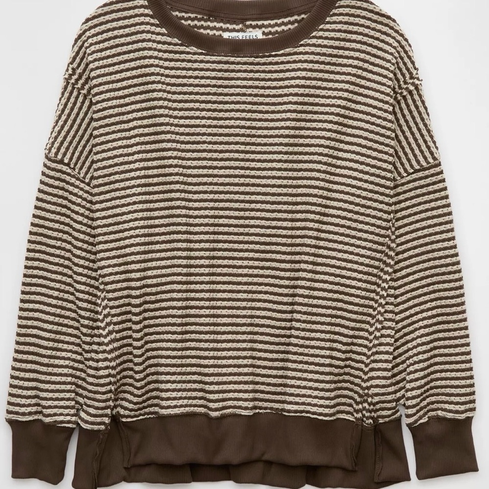 American Eagle Big Hug Waffle Sweatshirt Brown XXL